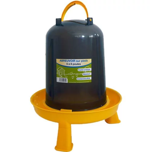 Abreuvoir à baïonnette gris et jaune sur pied de 8 L