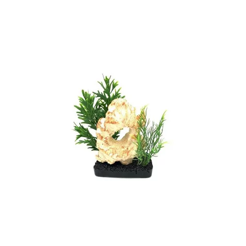 Céramique avec 1 trou et 2 plantes artificielles 18 cm