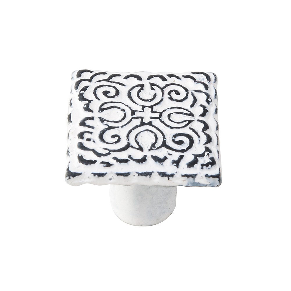 Bouton de meuble fer diamètre 32 × 32 mm en fer vieilli patiné blanc mat lot de 24 piéces