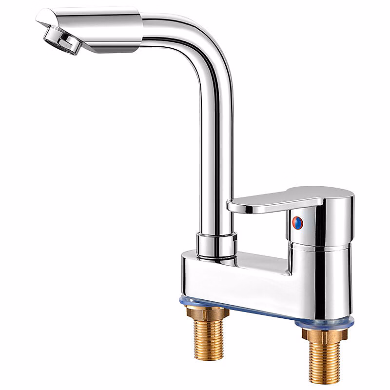BASHLWUA Mitigeur de lavabo 2 trous eau chaude et froide mitigeur 2 en 1 avec boyau – Réf. NNHABIRNE0700971641