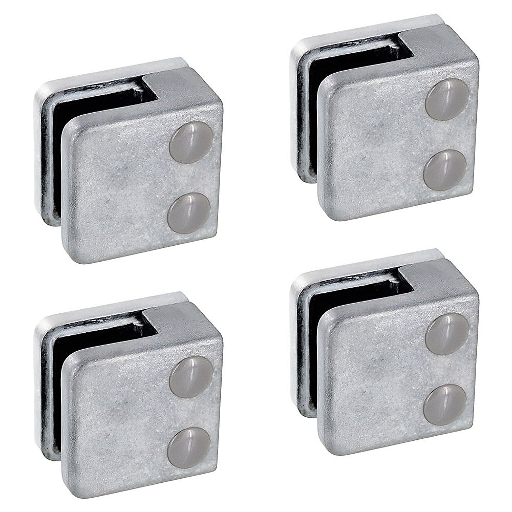4 x Pince à verre plate modèle 01 | Ep. verre 8 mm – Zamak brut