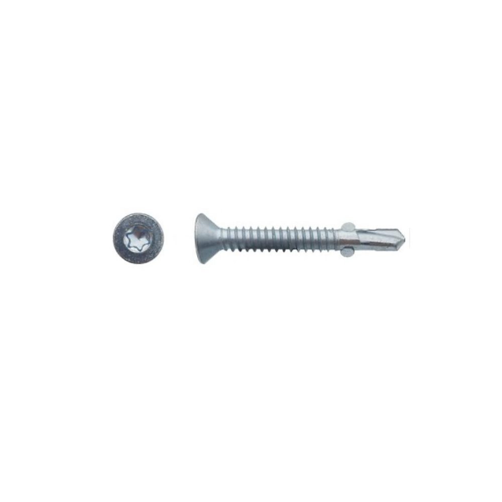 200 Vis Autoperceuses à Ailette Tête Fraisée Torx 6.3 × 80 mm – Zingué blanc, D-Work