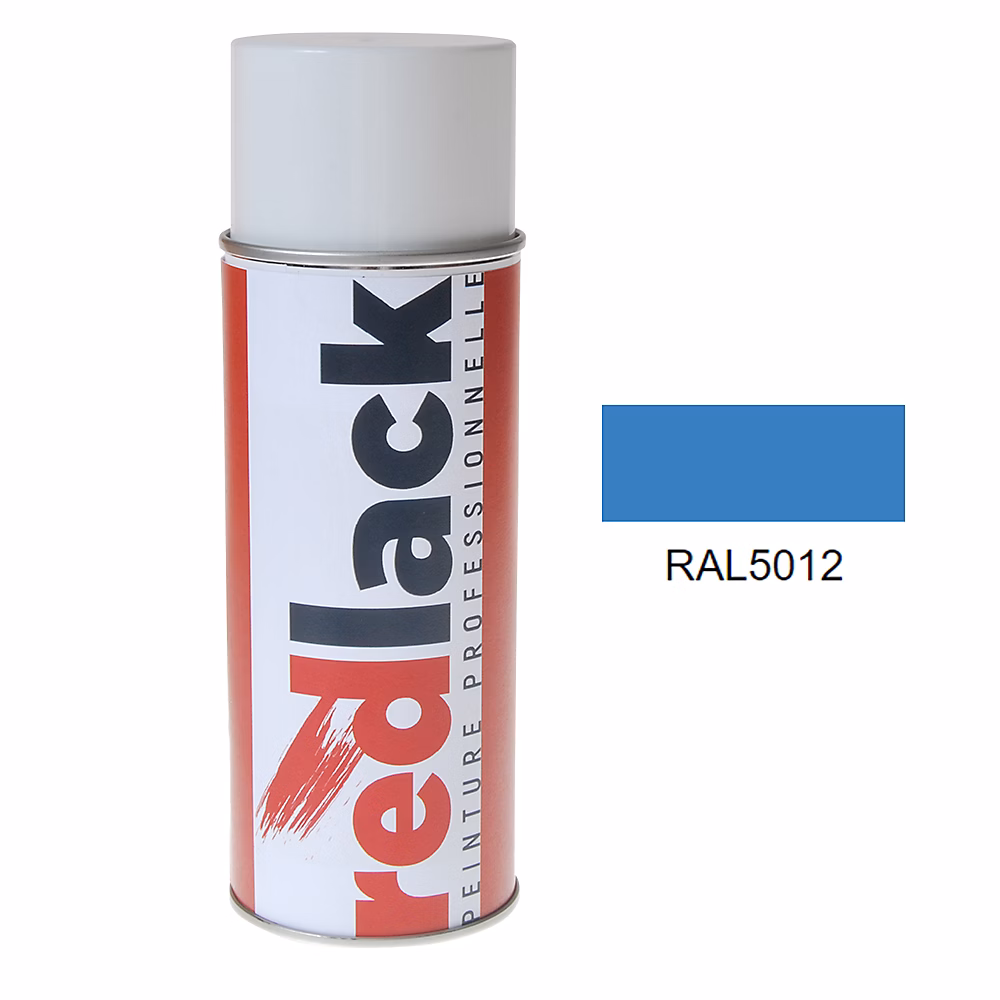 Bombe de peinture Aérosol – spray, 400ml, RAL 5012 Bleu clair, Mat, multisupport, Redlack, RAL5012