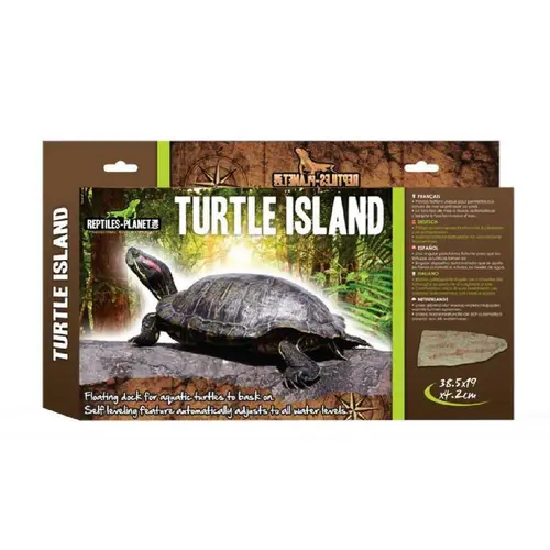 Île flottante pour tortue aquatique avec ascenseur coloris marron Reptile Planet Turtle Island - Taille L - 36,5 x 19 x 4,2 cm