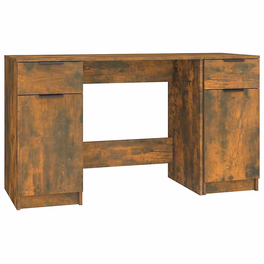 Aménagement bureau – Bureau avec armoire latérale Chêne fumé Bois d'ingénierie vidaXL