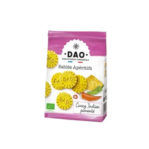 Sablés apéritifs bio au curry indien pimenté Dao - 100 g