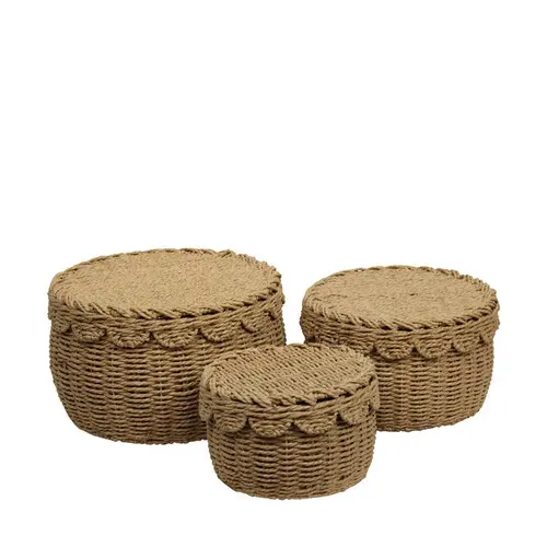 Corbeille ronde en corde de papier - Ø 31,5 x H 19 cm