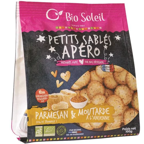 Petits sablés parmesan et moutarde bio Biosoleil - 100 g