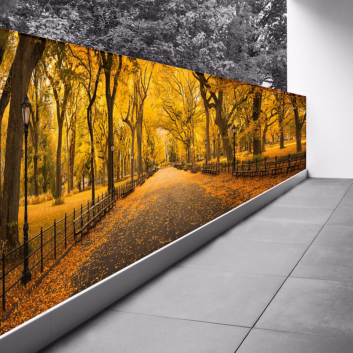 Brise vue Trompe l'oeil – 100 × 300 cm | Automne à Central Park 3617689697222