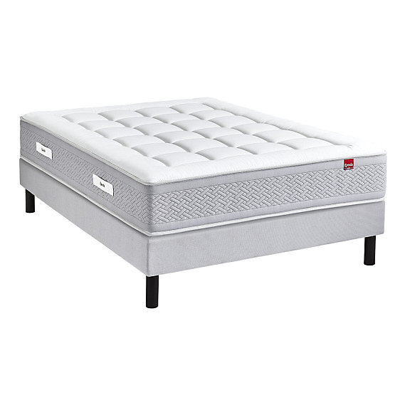 Ensemble Epeda LE MAJESTUEUX + Sommier Confort Medium + Pieds 80 × 200 Gris souris Ressorts