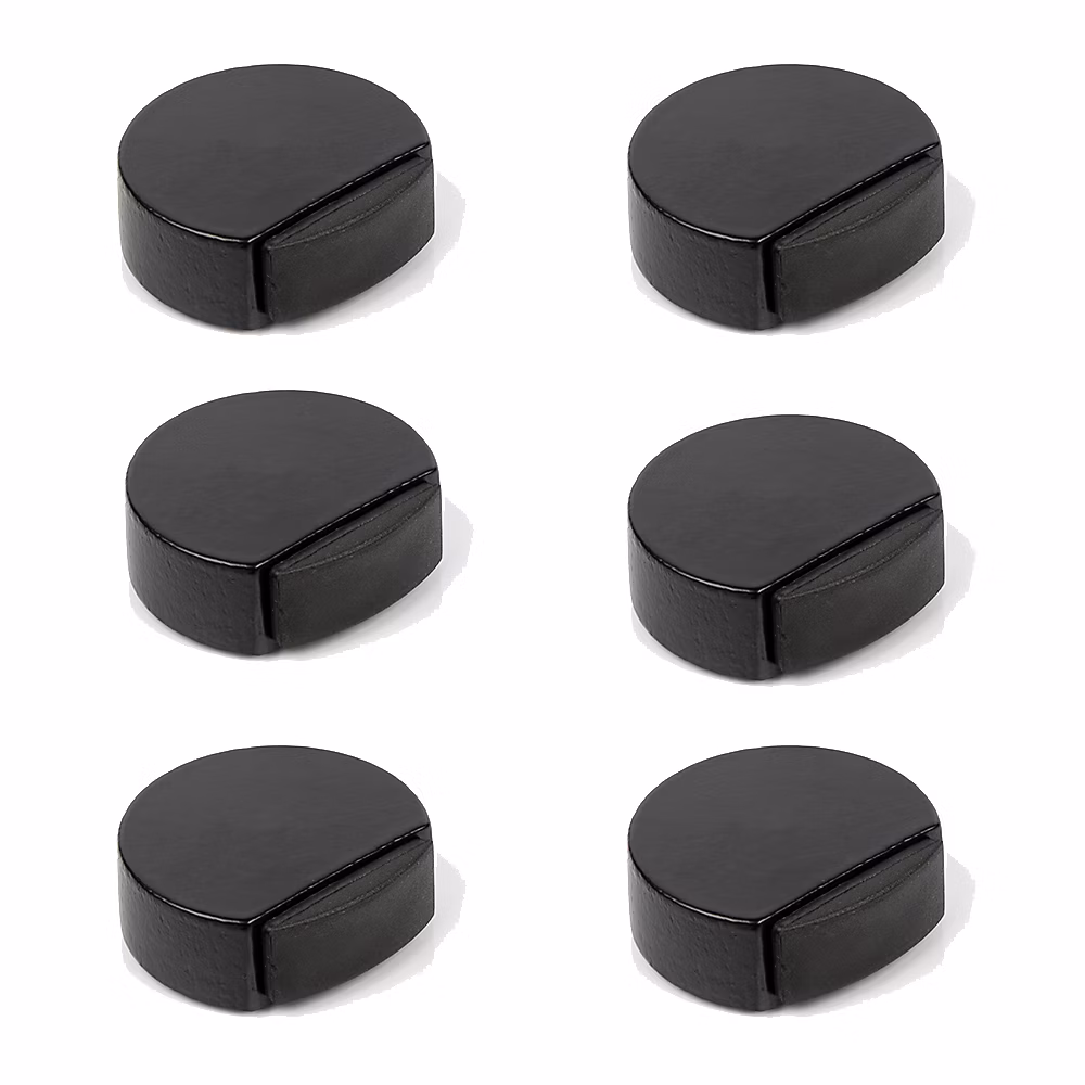 6 Un. Butée de porte adhésive en bois laqué noir 45 × 42MM