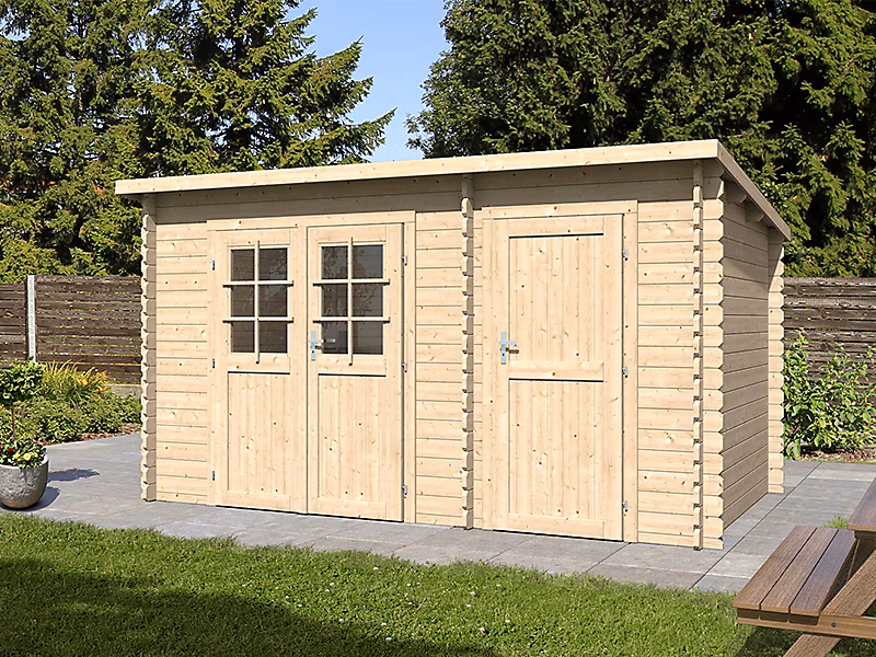 Abri de jardin en bois mono pente de 12 – 7m² et 2 espaces