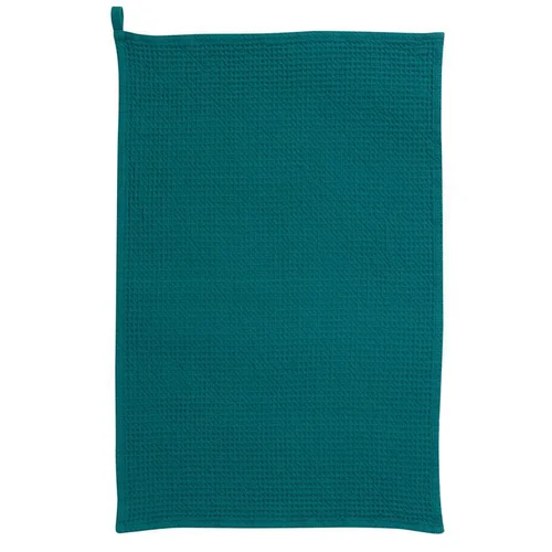 Torchon en tissu coton nid d’abeille uni bleu paon Winkler Mumba - 50 x 70