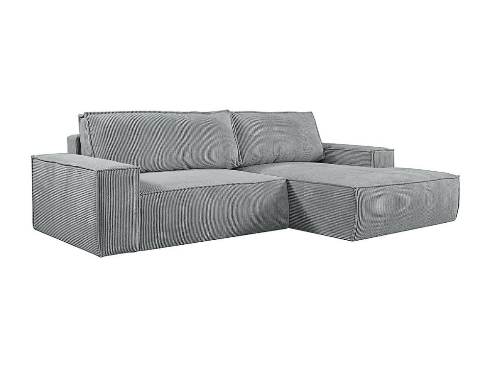 Canapé convertible – Canapé d'angle droit convertible en velours côtelé gris clair AMELIA