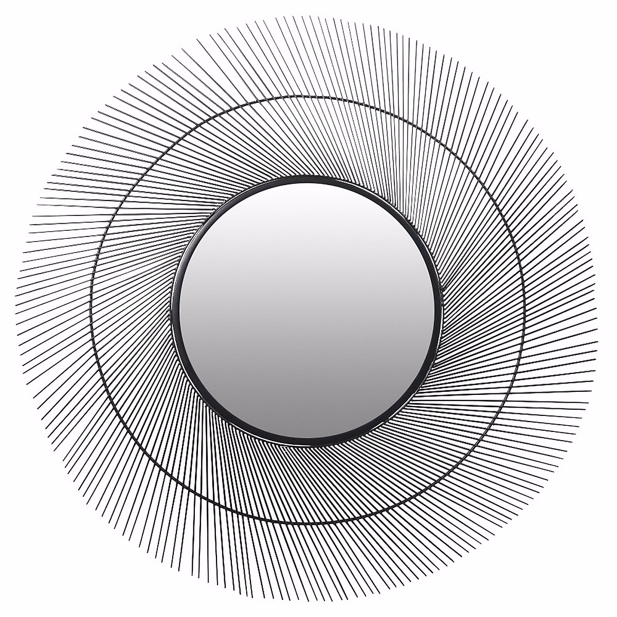 Miroir rond en métal soleil noir Ø.55 cm | Miroir