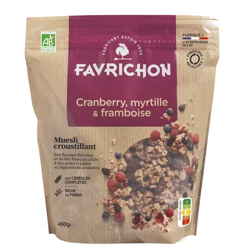 Müesli croustillant cranberry myrtille framboise 450g