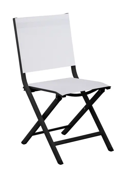 Chaise pliante en aluminium et toile textylène couleur blanc coton Max - 90 cm