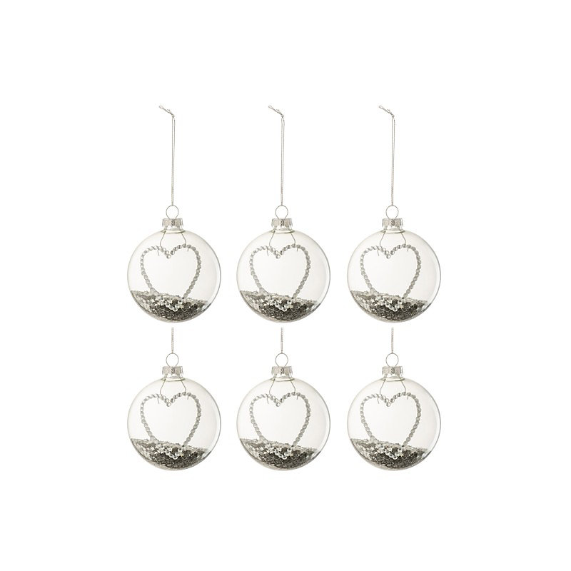 Boite de 6 boules de Noël en verre blanc 8 × 8 × 8 cm