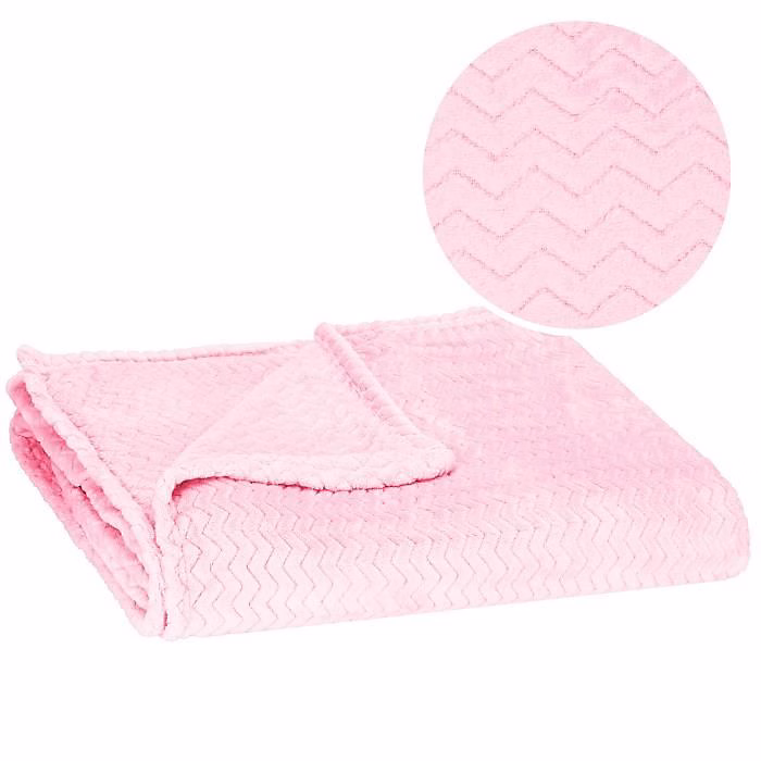 Couverture – SPRINGOS | Zigzag | 130 × 180 cm | Polyester | Rose bébé