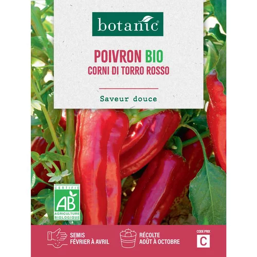 Graines de poivron corni di torro rosso bio botanic® - graines corni semer