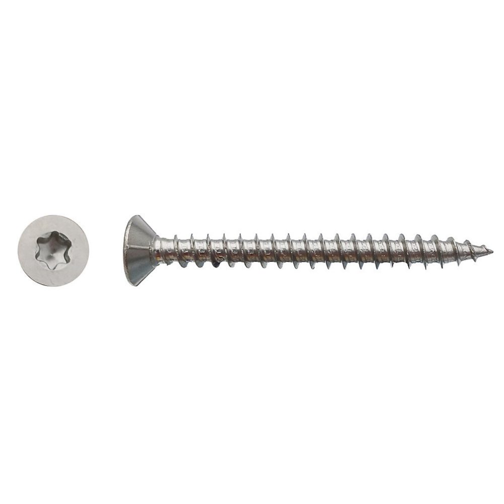 200 Vis Bois Tête Fraisée Torx T20 4 × 45 mm | Inox A2 – D – Work