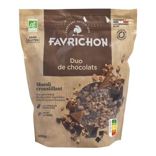 Muesli croustillant duo de chocolats bio Favrichon - 500 g