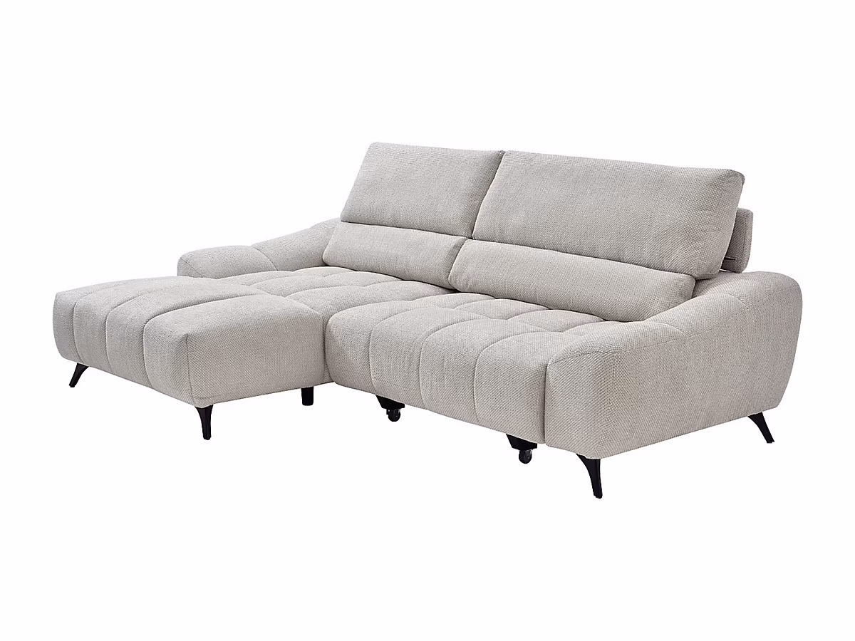 Canapé d'angle gauche relax avec assise coulissante en tissu beige ELOSIA – Réf. HHVYDXODP9721230020