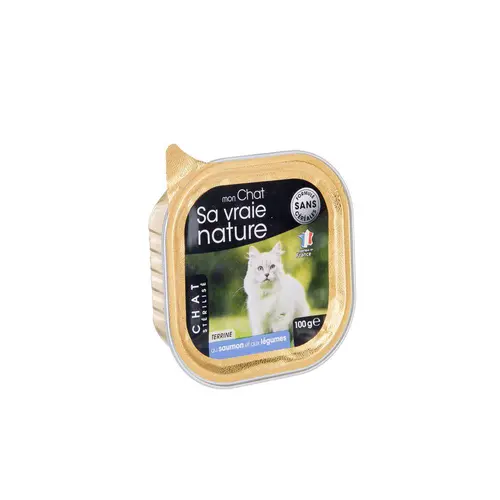 Terrine pour chat stérilisé au saumon et légumes Sa vraie nature - 100 g
