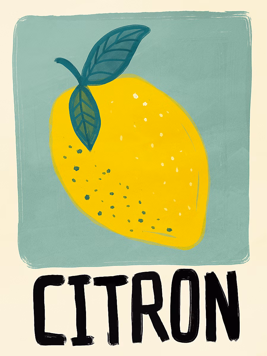 Décoration murale et accessoires déco – Affiche citron jaune l.30 x H.40 cm Dada Art
