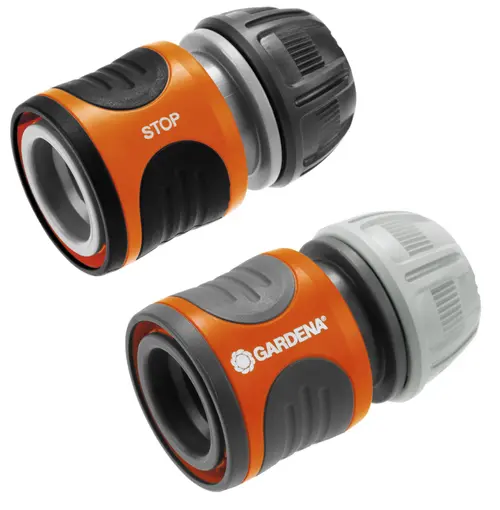 Raccords rapide + aquastop coloris noir Gardena - 13-15 mm