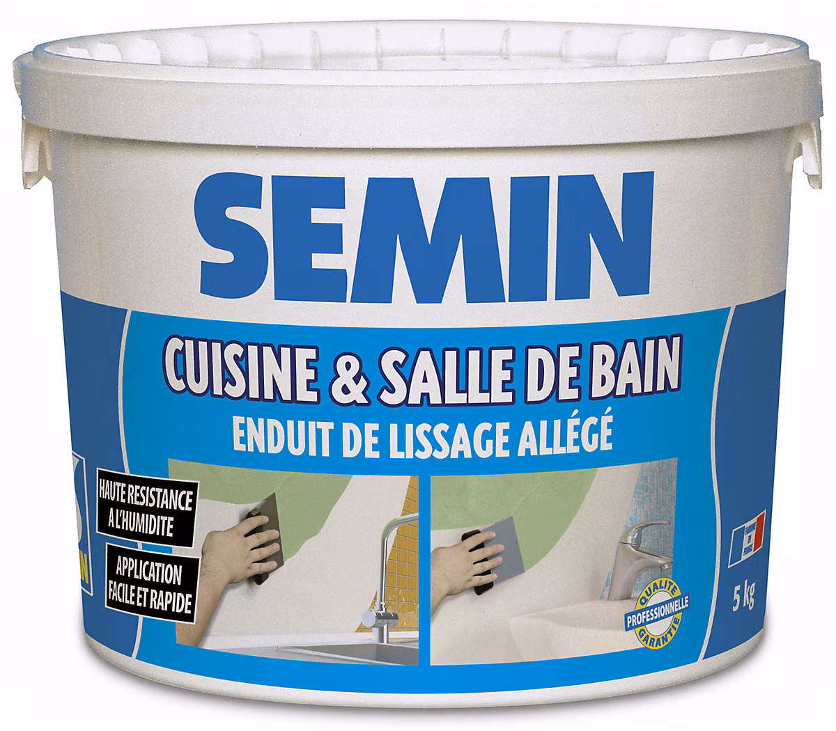 Enduit de Lissage Cuisine et Salle de Bains Semin – Seau de 5 kg