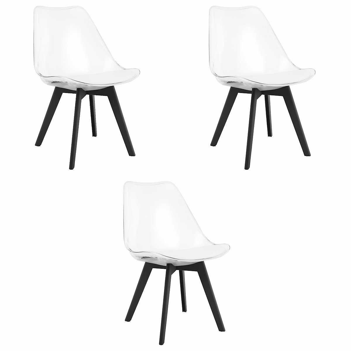 Chaise VALORA RIXK – Transparente avec pieds noirs x 3
