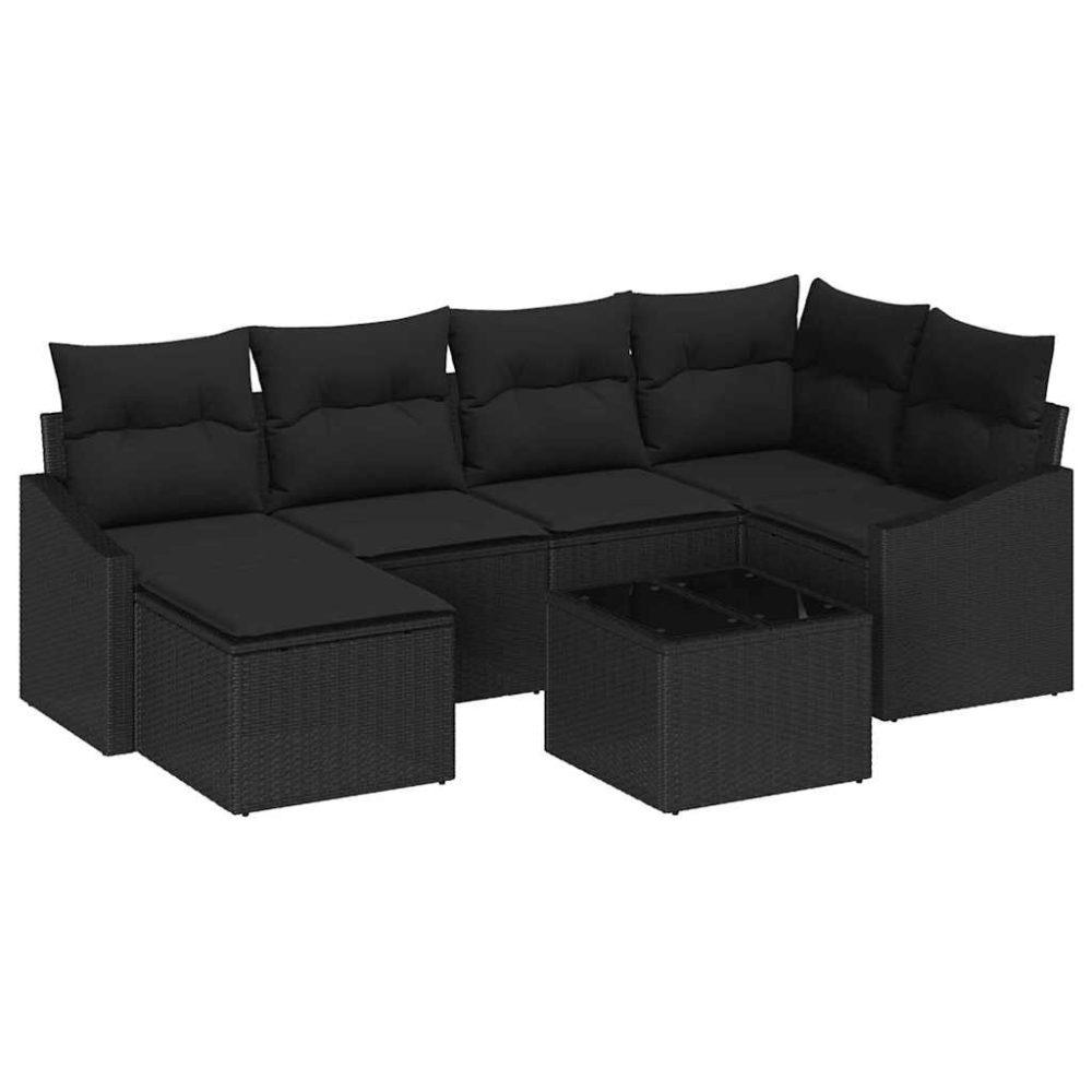 vidaXL Ensemble de salle à manger pour jardin 7 pc Noir | 7 pc Noir