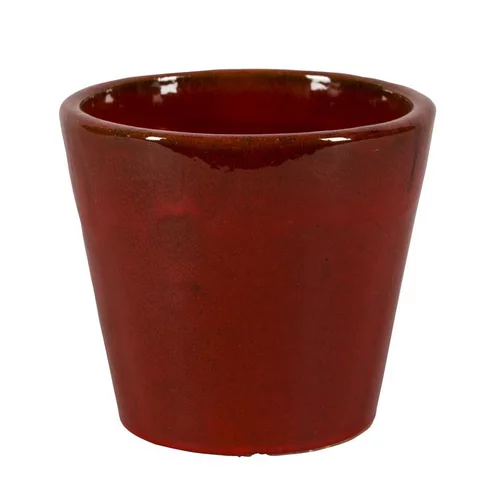 Pot rond Shanghai rouge en grès émaillé - Ø 27 x 24 cm