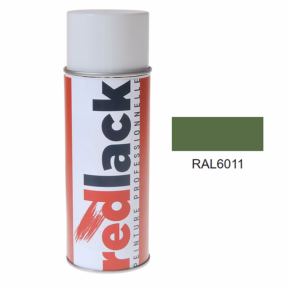 Bombe de peinture Aérosol – spray, 400ml, RAL 6011 Vert réséda, Brillant, multisupport, Redlack, RAL6011