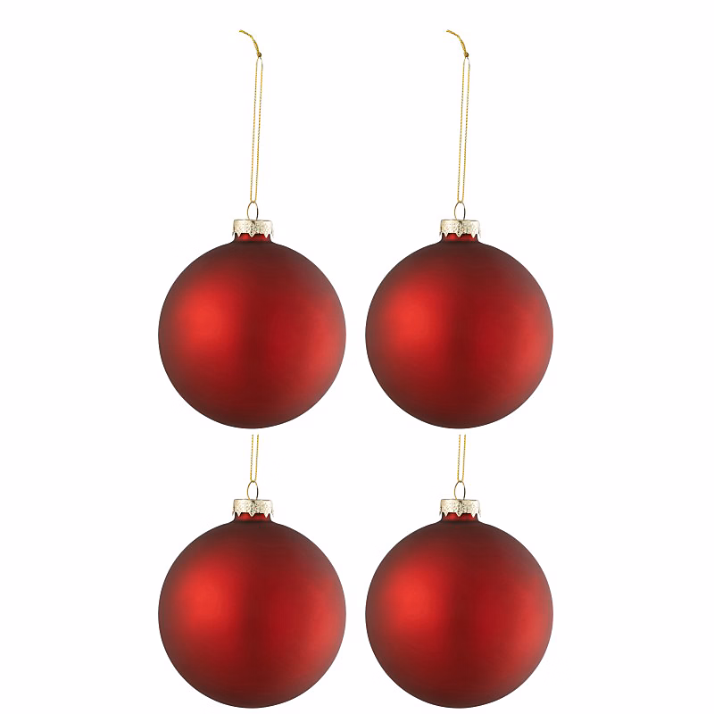 Boite de 4 boules de Noël en verre rouge 10 × 10 × 12 cm