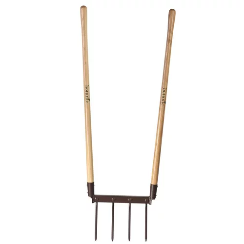 Grelinette à 4 dents métal marron et manche bois botanic® - 130 cm