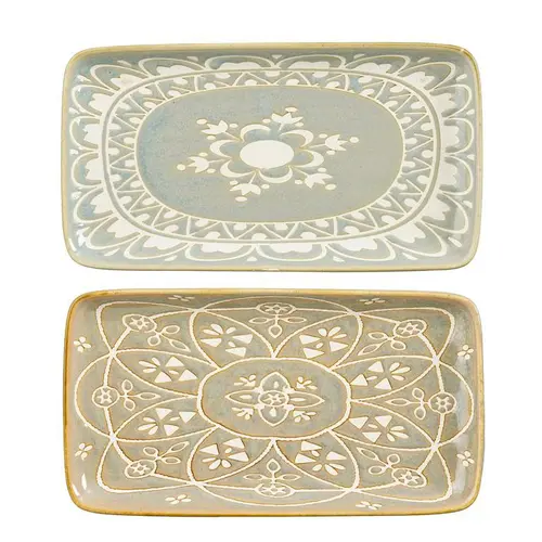 Assiette plate rectangulaire en céramique Isa - 24 x 13 cm