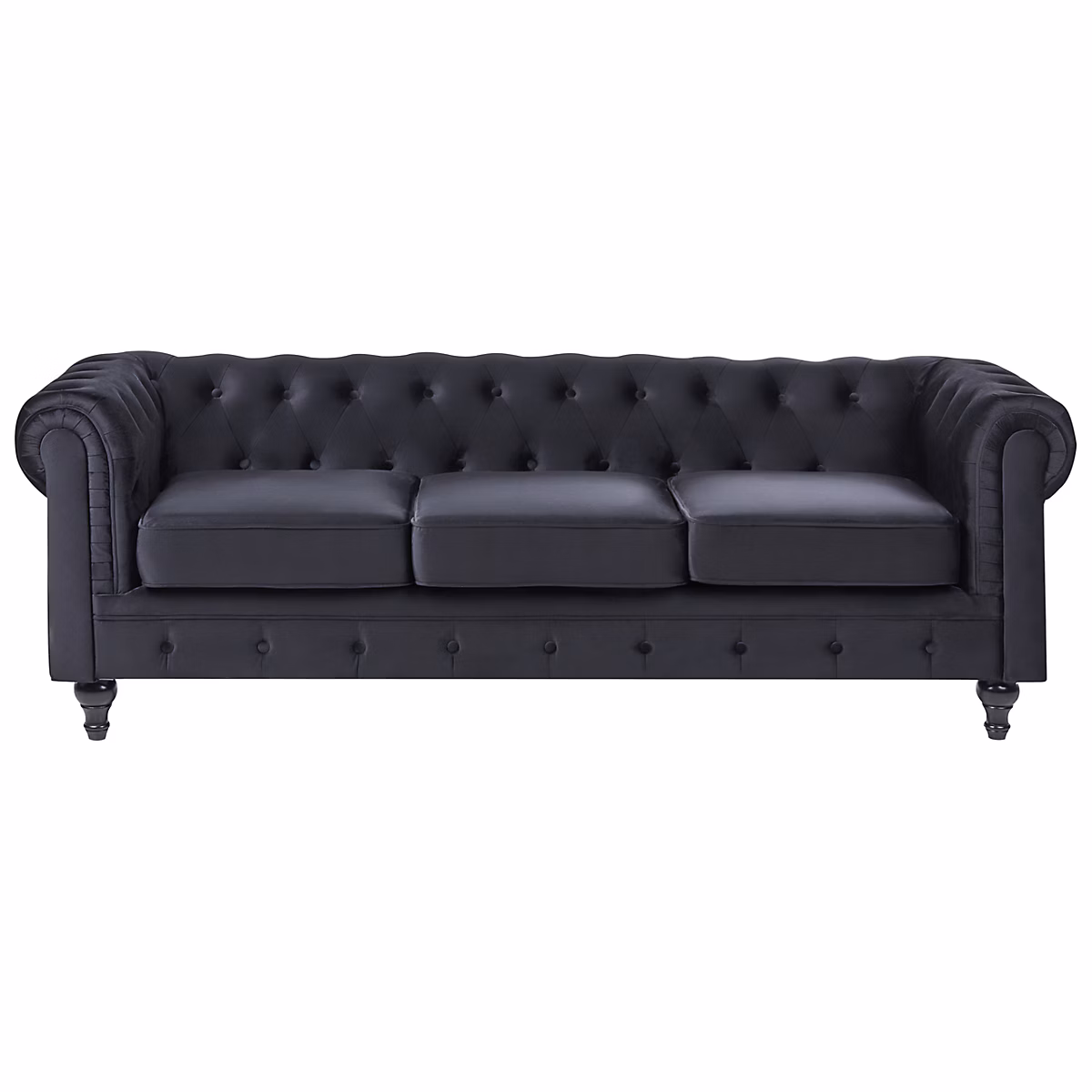 Canapé 3 places CHESTERFIELD Velours Noir – Réf. WQNCCSEDS2895740691