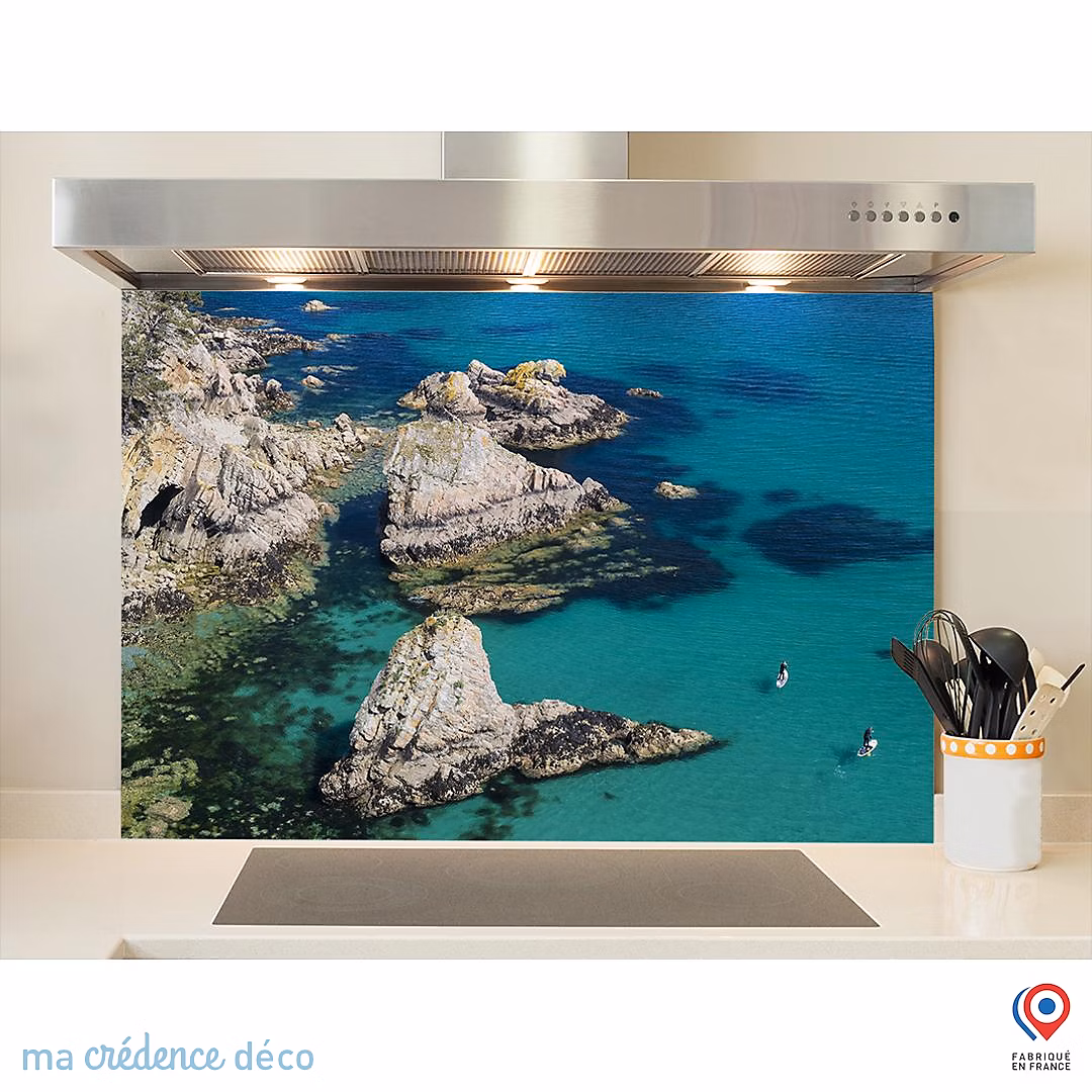 Crédence cuisine fond de hotte Paddle à Morgat | Verre trempé – L 90 cm x H 50 cm