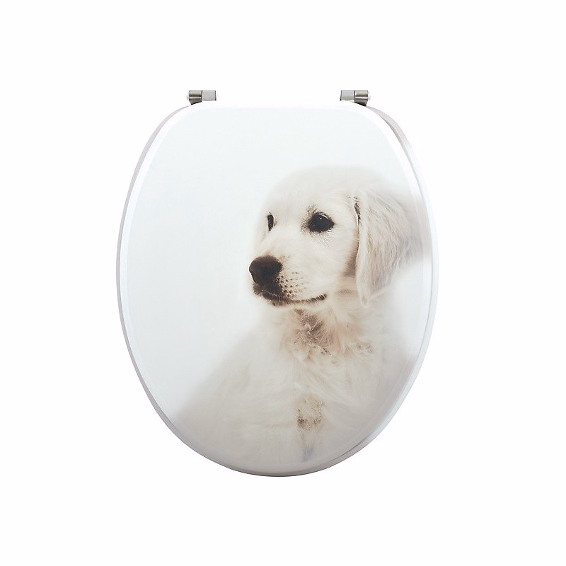 Abattant wc MDF Dog SCOTT Beige Charnières Inox MSV | WC