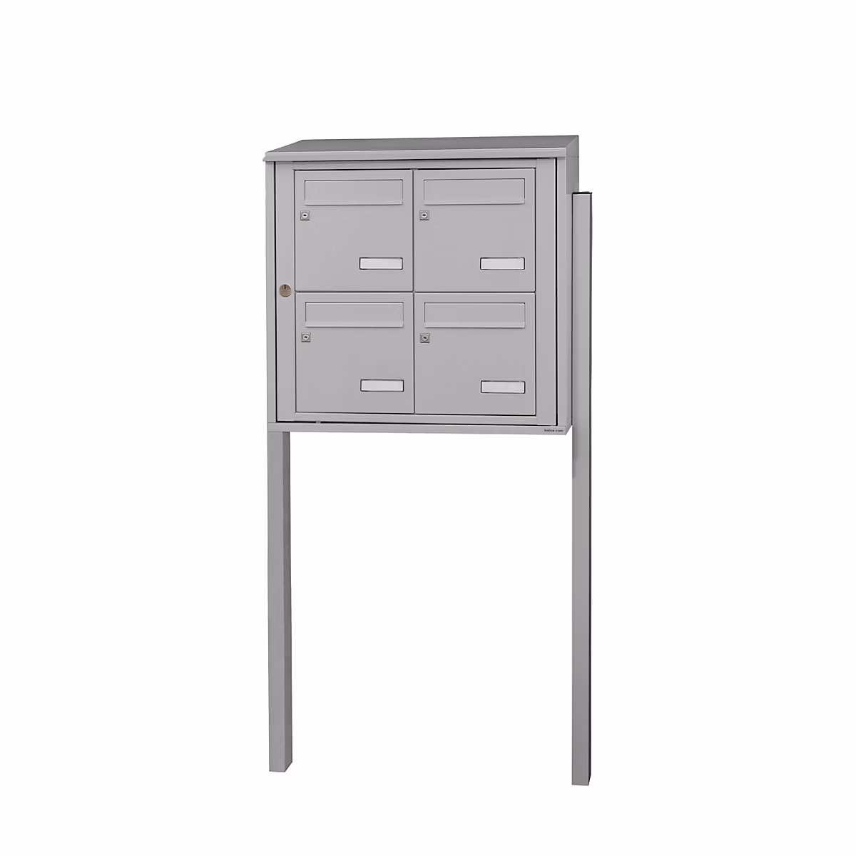 Bloc collectif leabox.com – 2 × 2, grade 3, simple face, Extérieur, fixation sur pieds à sceller, Gris clair RAL 7035 brillant