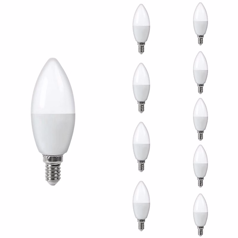 Ampoule LED E14 4.8W C37 (Pack de 10) – Blanc Neutre 4000K, 5500K, SILAMP
