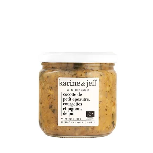 Cocotte de petit épeautre, courgettes et pignons de pin bio Le bonheur est dans le pot Karine & Jeff - 350 g