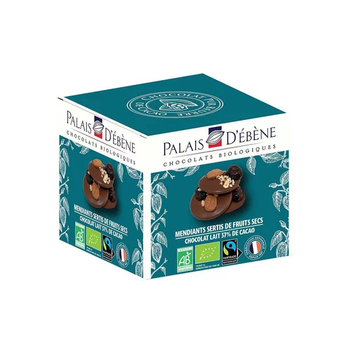 Cube mendiants chocolat au lait cacao bio Palais d'Ebène - 150 g