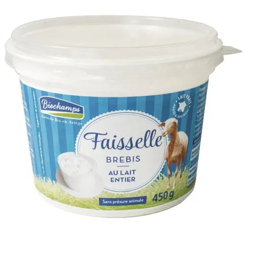 Faisselle de brebis bio au lait entier Biochamps – 450 g