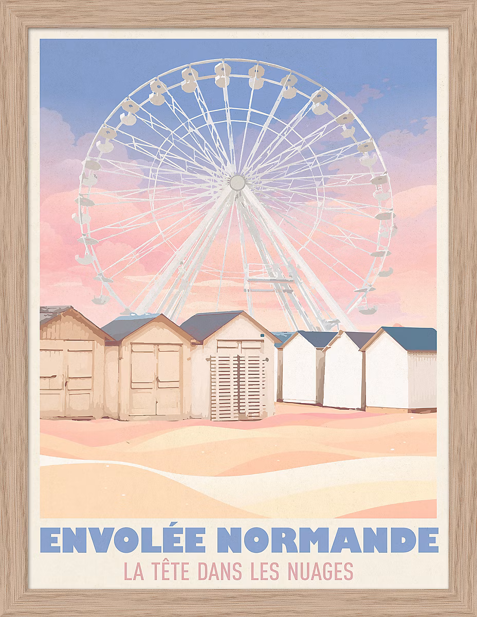 Image encadrée envolée Normande la tête dans les nuages Dada Art cadre en bois 30 × 40 cm