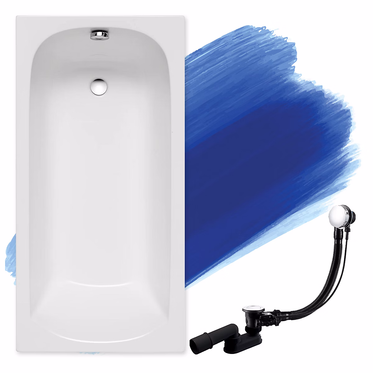 Baignoire rectangulaire 170 × 70 CLASSIC SLIM acrylique blanc – sans Habillage + Pieds + Vidage à chromé