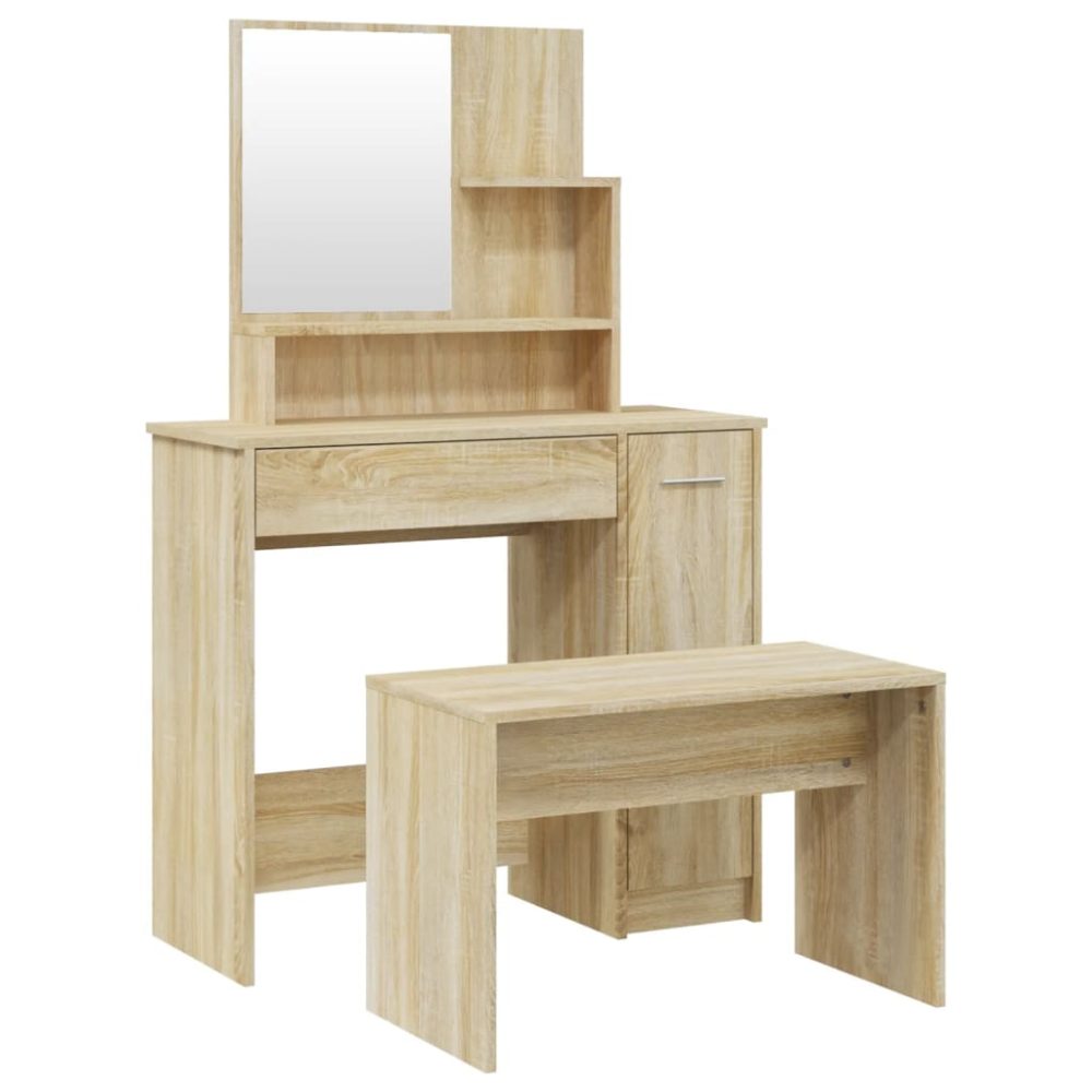 vidaXL Ensemble de coiffeuse Chêne Sonoma 86,5x35x136 cm – 136 cm 45 cm