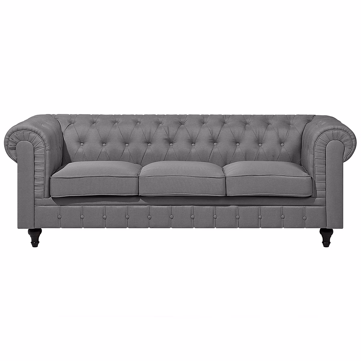 Canapé 3 places CHESTERFIELD Tissu Gris clair – Réf. ORYAOTDMB4207087961